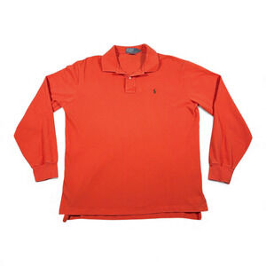 Vintage Ralph Lauren Polo Shirt Adult LARGE Orange Long Sleeve Small Pony 90s